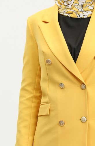 Veste Blazer Longue Grande Taille Jaune C1003 962