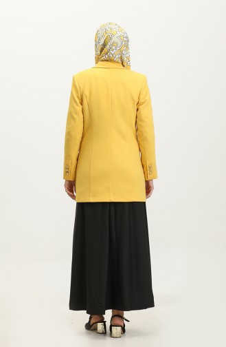 Veste Blazer Longue Grande Taille Jaune C1003 962