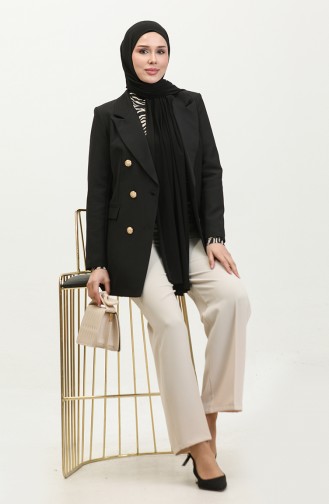 Long Large Size Blazer Jacket Black C1003 963