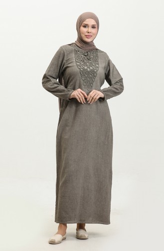 Şile Fabric Lace Long Sleeve Dress 0490-03 Beige 0490-03