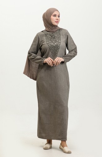 Şile Fabric Lace Long Sleeve Dress 0490-03 Beige 0490-03