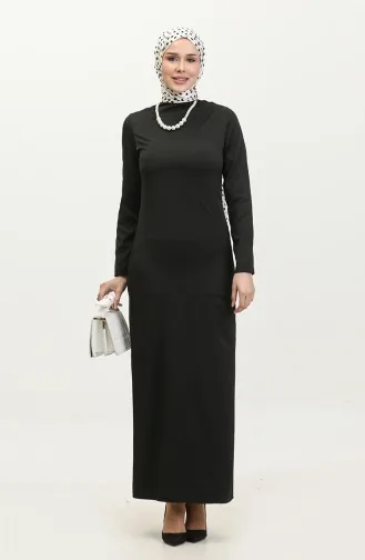 Balloon Sleeve Shirred Dress 2065-01 Black 2065-01