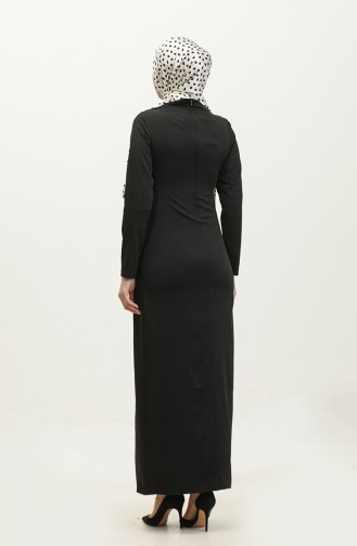 Schulterfaltenkleid 2064-01 Schwarz 2064-01