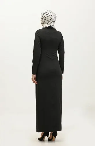 Balloon Sleeve Shirred Dress 2065-01 Black 2065-01