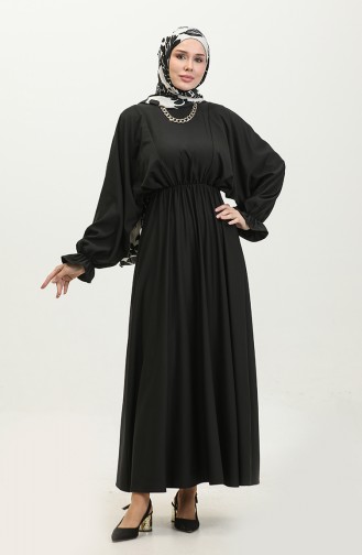 Robe Plissée Epaule 2064-01 Noir 2064-01