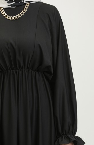 Balloon Sleeve Shirred Dress 2065-01 Black 2065-01