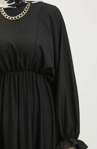Shoulder Pleated Dress 2064-01 Black 2064-01