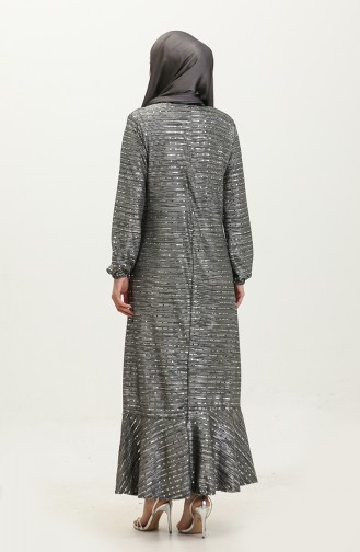 Etek Ucu Volanlı Pullu Elbise 0353-03 Siyah