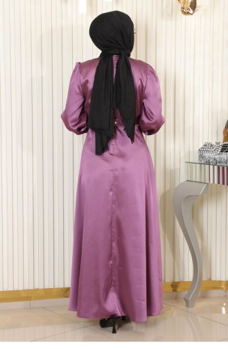 Robe De Soirée En Satin Détail Pierre Dusty Rose 19901 15130