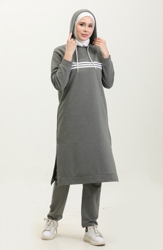 Ribbed Hooded Tracksuit 3023-04 Gray 3023-04