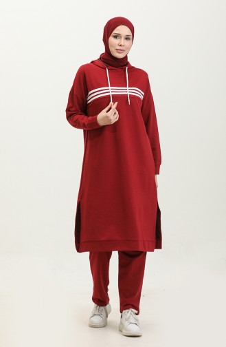 Ensemble Survêtement A Capuche 3023-08 Rouge Claret 3023-08