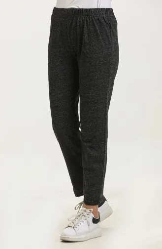 بنطال موسمي بجيب ومطاط عند الخصر 8694-01 لون أسود 8694-01