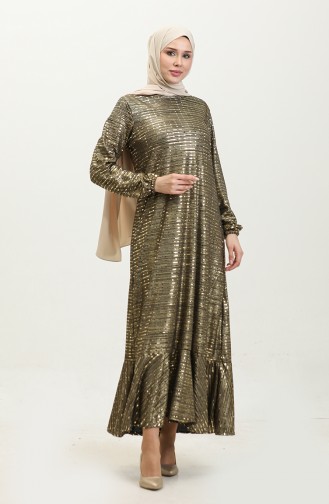 Flounced Hem Sequin Dress 0353-02 Gold 0353-02