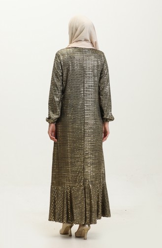Etek Ucu Volanlı Pullu Elbise 0353-02 Gold