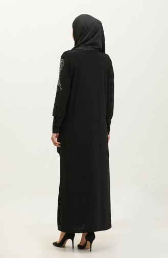 Taş Baskılı Sandy Elbise 0354-01 Siyah