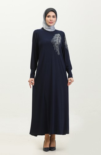 Sandy-jurk Met Steenprint 0354-02 Marineblauw 0354-02