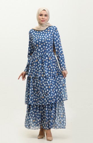 Mehrlagiges Chiffonkleid Blau 7812 833