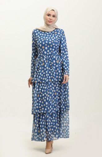Mehrlagiges Chiffonkleid Blau 7812 833