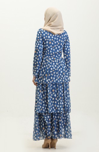 Mehrlagiges Chiffonkleid Blau 7812 833