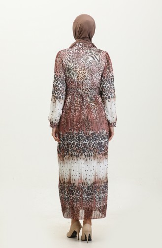 Robe Plissée Grande Taille à Motif Léopard Rose 7832 837