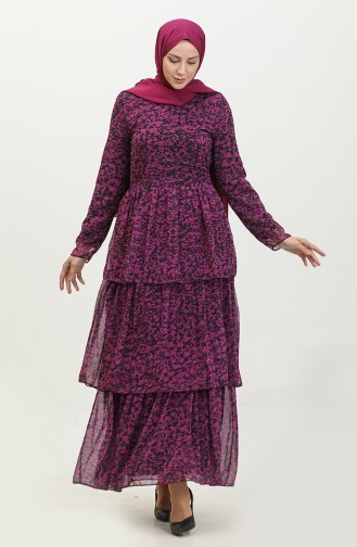 Robe Superposée En Mousseline Prune 7812 834