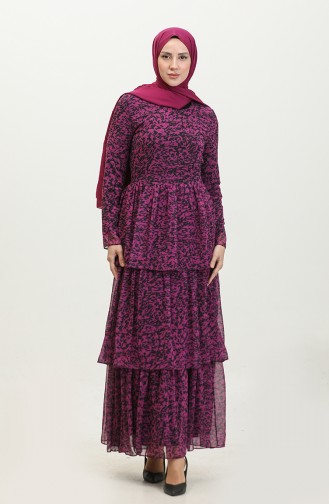 Robe Superposée En Mousseline Prune 7812 834