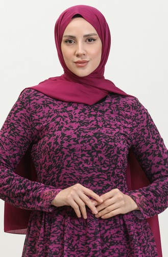 Robe Superposée En Mousseline Prune 7812 834