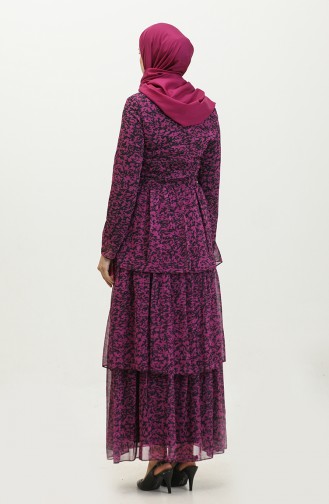 Robe Superposée En Mousseline Prune 7812 834