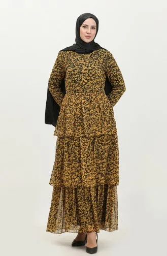 Mehrlagiges Chiffonkleid Gelb 7812 836