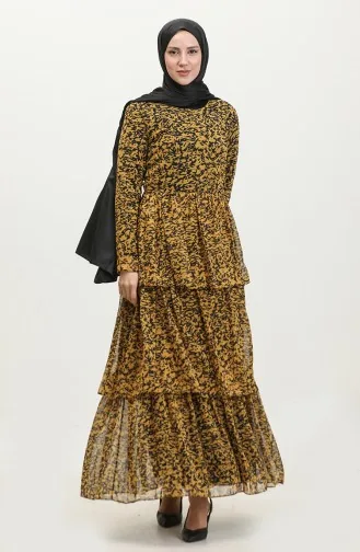 Mehrlagiges Chiffonkleid Gelb 7812 836