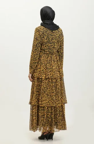 Mehrlagiges Chiffonkleid Gelb 7812 836