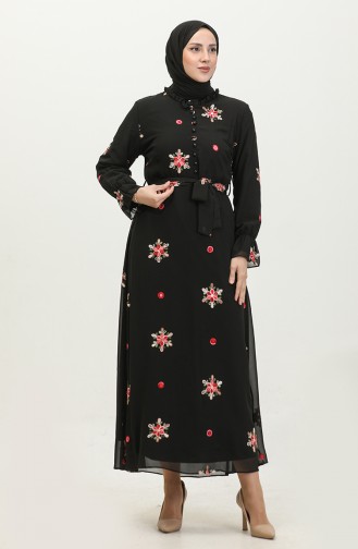 Lace Patterned Plus Size Dress Black 7814 846