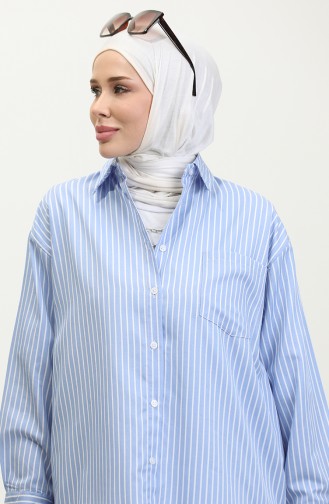 Oversize Striped Shirt 4801-01 Blue 4801-01