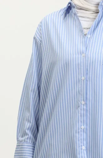 Oversized Gestreept Overhemd 4801-01 Blauw 4801-01