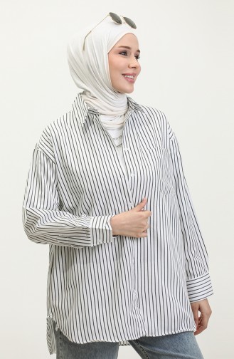 Oversize Striped Shirt 4801-02 Black 4801-02