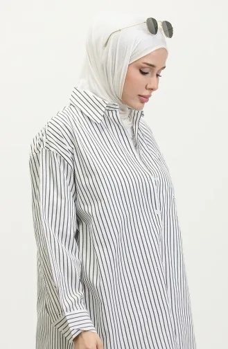 Chemise Oversize à Rayures 4801-02 Noir 4801-02