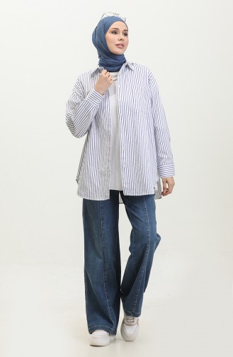Oversize Striped Shirt 4801-03 Saxe 4801-03