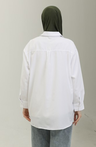 Oversize Gömlek 4802-02 Beyaz
