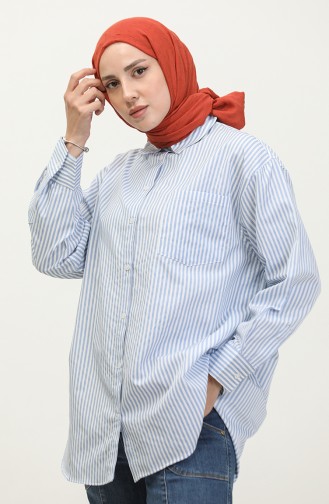 Oversize Striped Shirt 4803-01 Blue 4803-01