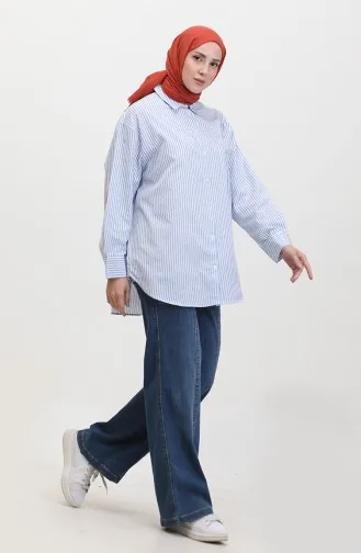 Oversize Striped Shirt 4803-01 Blue 4803-01
