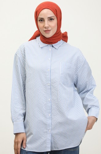 Oversize Striped Shirt 4803-01 Blue 4803-01