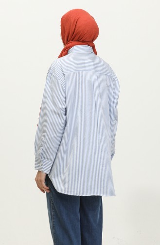 Oversize Striped Shirt 4803-01 Blue 4803-01