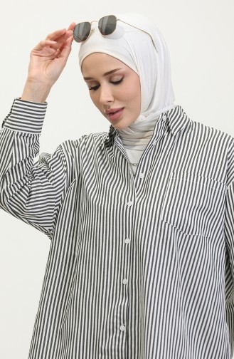 Oversize Striped Shirt 4803-02 Black 4803-02