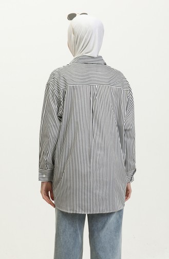 Oversize Striped Shirt 4803-02 Black 4803-02