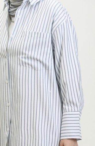 Gestreept Oxford Overhemd 4807-02 Marineblauw 4807-02