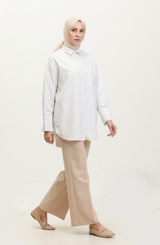 Striped Oxford Shirt 4807-03 Beige 4807-03