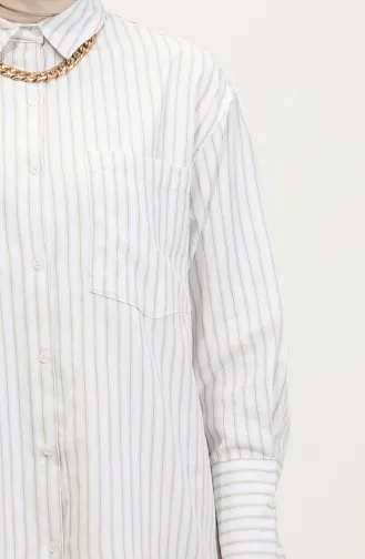 Chemise Oxford A Rayure 4807-03 Beige 4807-03