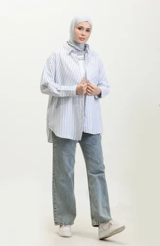 Gestreiftes Oxford-Hemd 4807-04 Indigo 4807-04