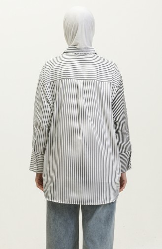 Garnished Striped Shirt 4808-01 Black 4808-01