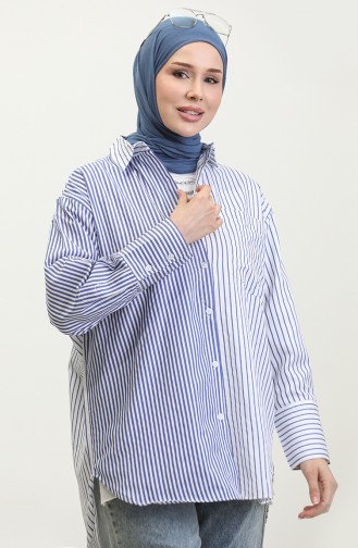 Garnished Striped Shirt 4808-02 Saxe 4808-02